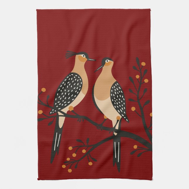 Linge De Cuisine Two Turtle Doves Cut-Out Stencil Retro Style 7 (Vertical)