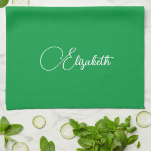 Linge De Cuisine Typographie Nom Modèle Elegant Kelly Green