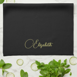 Linge De Cuisine Typographie personnalisée Faux Gold Nom Modèle Noi