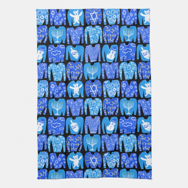 Linge De Cuisine Ugly Hannukah Sweaters Motif de vacances (Vertical)