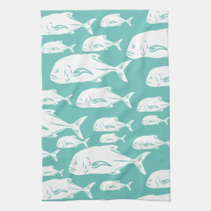 Linge De Cuisine Ulua papio Hawaiian fish school - pêche