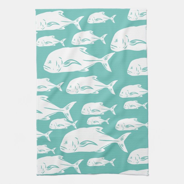 Linge De Cuisine Ulua papio Hawaiian fish school - pêche (Vertical)