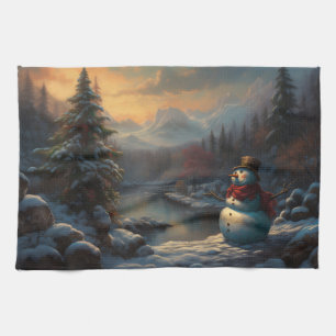Linge De Cuisine Un Accueil Froide Jolly Snowman Noël