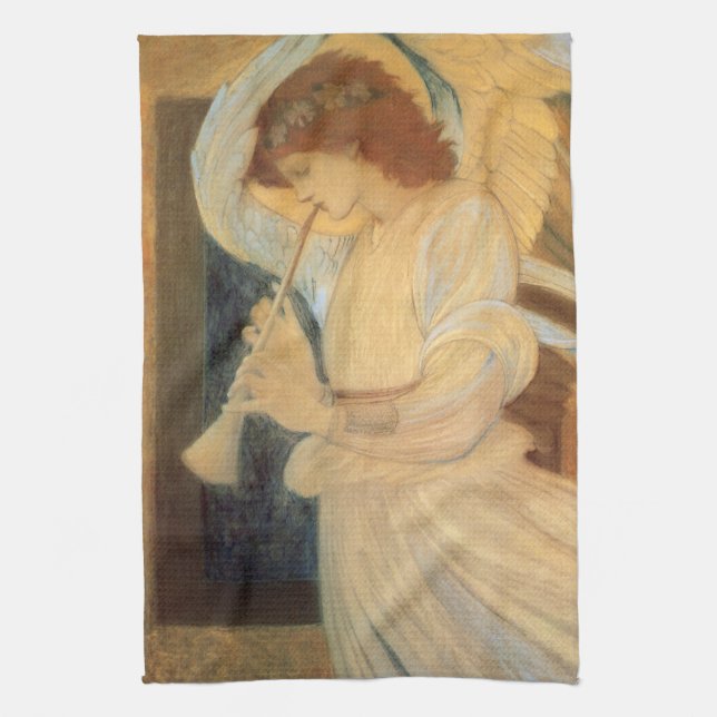 Linge De Cuisine Un ange joue à Flageolet par Burne Jones (Vertical)
