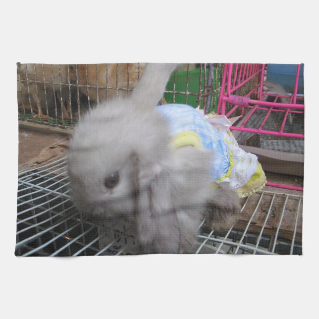 Linge De Cuisine Un lapin en robe (Horizontal)