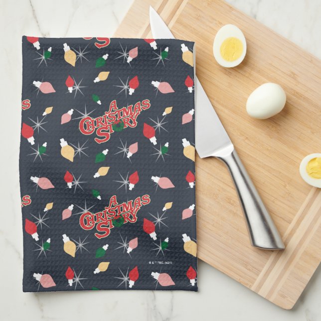 Linge De Cuisine Une histoire de Noël | Motif des lumières de Noël (Quart Plié)