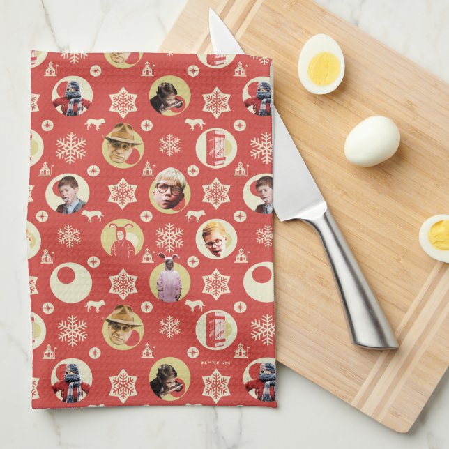 Linge De Cuisine Une histoire de Noël Rétro Snowflake Motif (Quart Plié)