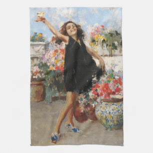 Linge De Cuisine Une Jeune Femme Fête La Victoire (Vincenzo Irolli)