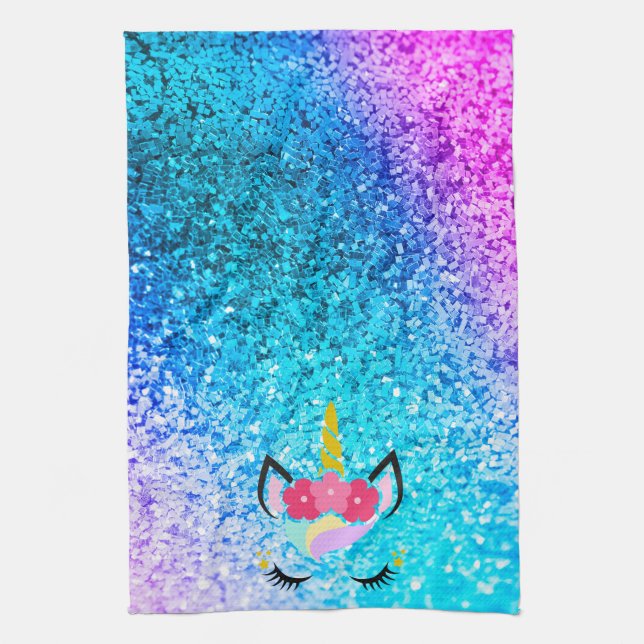 Linge De Cuisine Unicorn Ombre Parties scintillant personnalisée Se (Vertical)