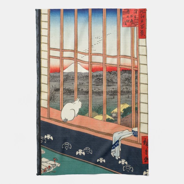 Linge De Cuisine Utagawa Hiroshige - Champs de riz Asakusa (Vertical)