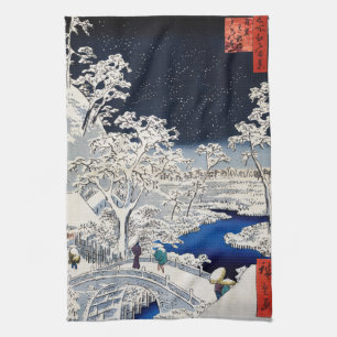 Linge De Cuisine Utagawa Hiroshige - Pont des tambours à Meguro