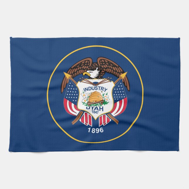 Linge De Cuisine Utah : Le drapeau américain de l'État de la ruche, (Horizontal)