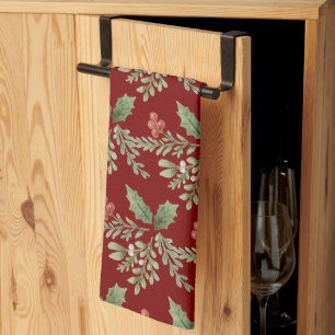 Linge De Cuisine Vacances botaniques Red Holly Berries Verdure