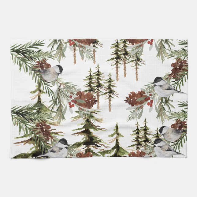 Linge De Cuisine Vacances dans les bois de l'épinette (Horizontal)