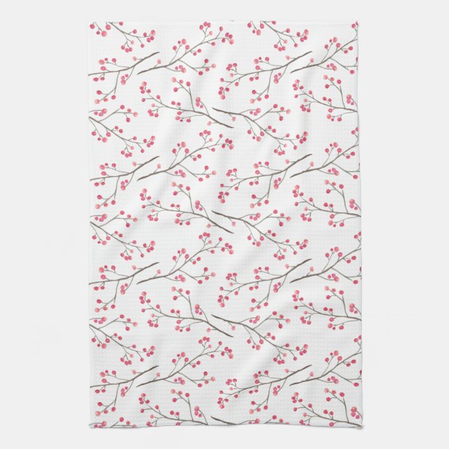 Linge De Cuisine Vacances d'aquarelle de branche de Winterberry (Vertical)