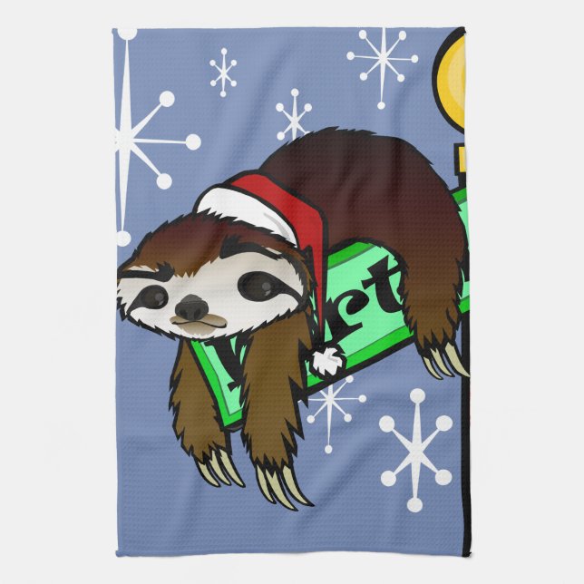 LINGE DE CUISINE VACANCES DE NOËL CUTE PÈRE NOËL SLOTH VERTICAL (Vertical)