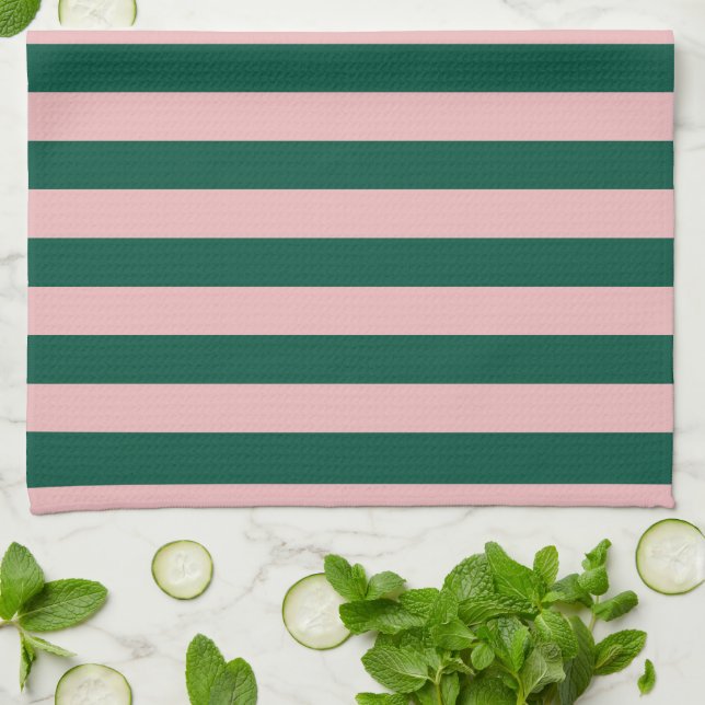 Linge De Cuisine Vacances Gratuit Vert & Rose (Plié)