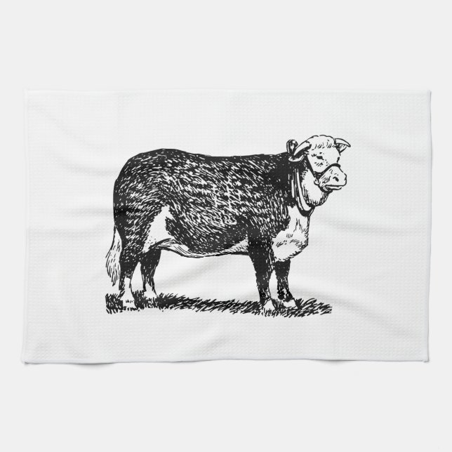 Linge De Cuisine Vache à Hereford (Horizontal)