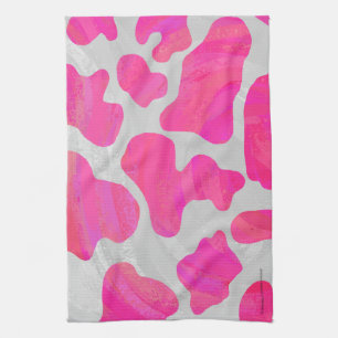 Linge De Cuisine Vache rose et blanc chaud