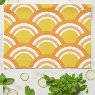 Linge De Cuisine Vague japonaise Seigaiha motif jaune orange