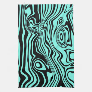 Linge De Cuisine Vagues Abstraites Cuisine Bleue Turquoise Serviett