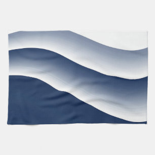Linge De Cuisine Vagues océaniques abstraites bleu marine