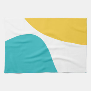 Linge De Cuisine Vagues simples 4 - Turquoise et Jaune