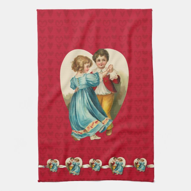 Linge De Cuisine Valentine Heart Boy and Girl Dancing (Vertical)