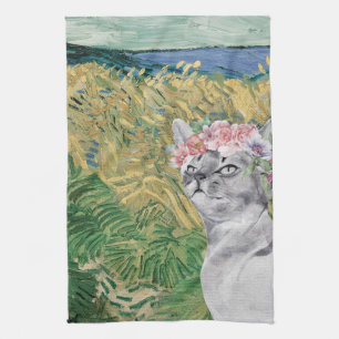 Linge De Cuisine Van Gogh Blé Field et Fancy Cat