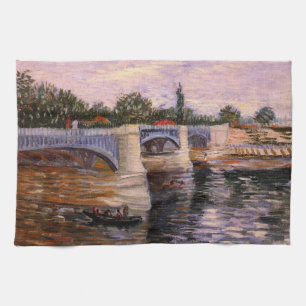 Linge De Cuisine Van Gogh Seine River avec Pont del Grande Jette