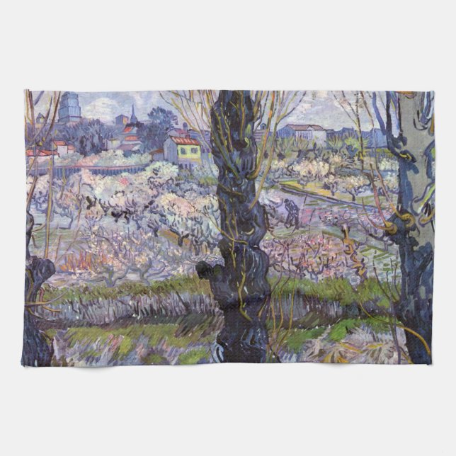 Linge De Cuisine Van Gogh Vue Arles Jardin Fleuri (Horizontal)