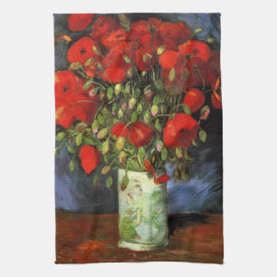 Linge De Cuisine Vase avec des pavots rouges par Vincent van Gogh