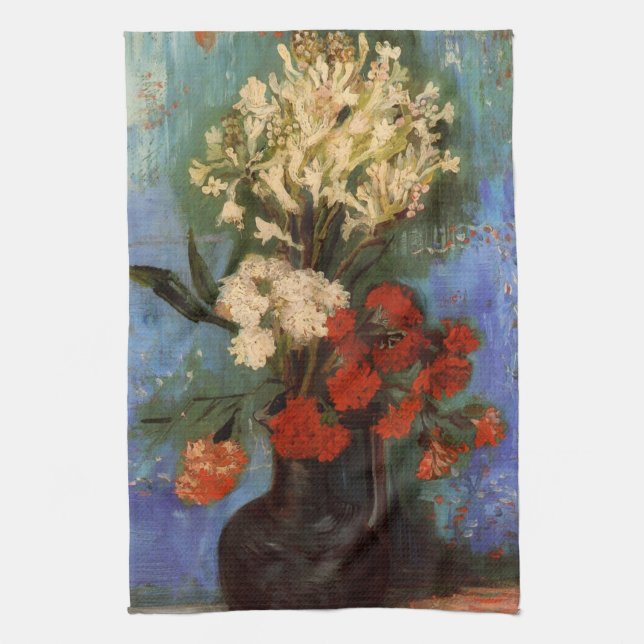 Linge De Cuisine Vase avec oeillets par Vincent van Gogh (Vertical)