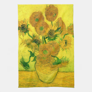 Linge De Cuisine Vase avec quinze tournesols Van Gogh Art