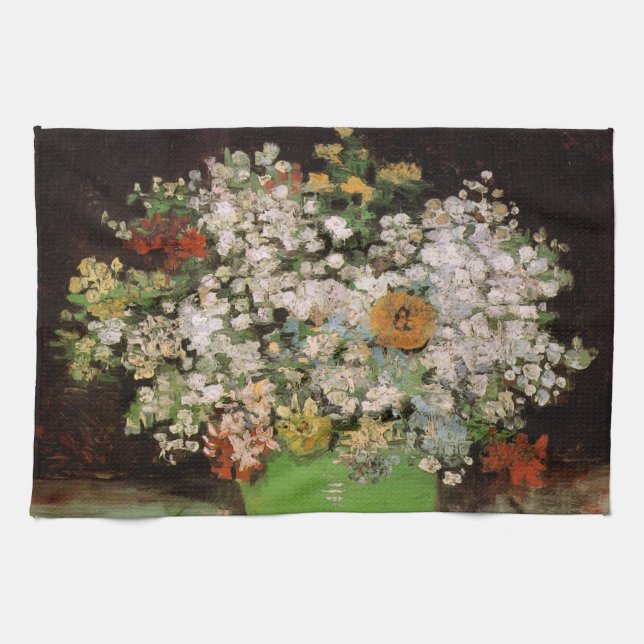 Linge De Cuisine Vase avec Zinnia Flowers par Vincent van Gogh (Horizontal)