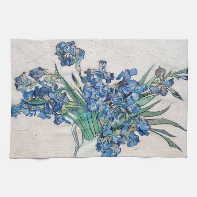 Linge De Cuisine Vase de fleurs avec iris de Vincent van Gogh (Horizontal)