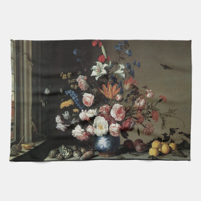 Linge De Cuisine Vase des fleurs par une fenêtre, Balthasar van der (Horizontal)