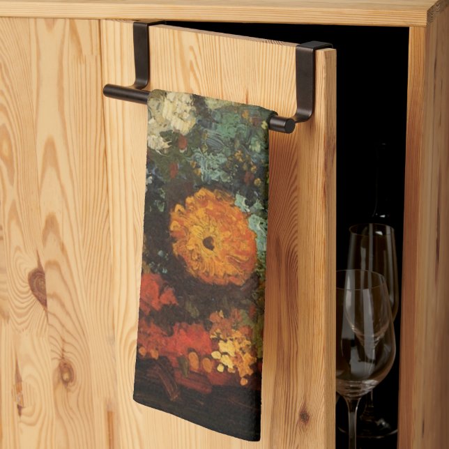 Linge De Cuisine Vase Still Life avec Zinnias par Vincent van Gogh (Pliage en tiers)