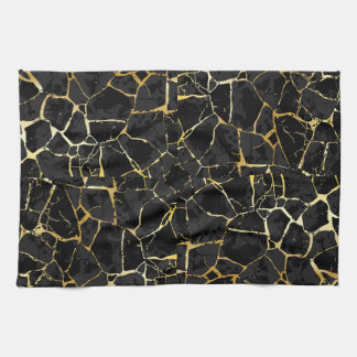 Linge De Cuisine Veine d'or Kintsugi noir