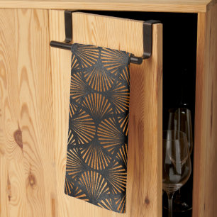 Linge De Cuisine Ventilateur de cuivre noir Art Déco Graphisme