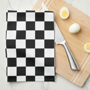 Linge De Cuisine Vérifier noir blanc À damiers Motif tableau de bor