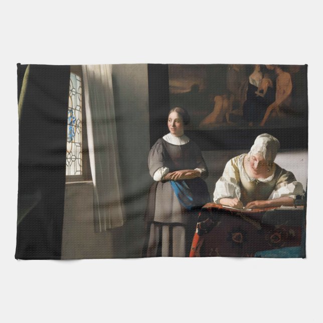 Linge De Cuisine Vermeer - Lady Écrire une lettre avec sa bonne (Horizontal)