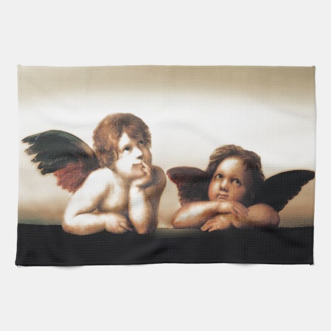 Linge De Cuisine Version 2 d'ange de Raphael Sistine Madonnas (Horizontal)