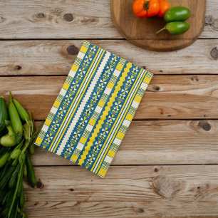 Linge De Cuisine Vert bleu traditionnel Motif tribal