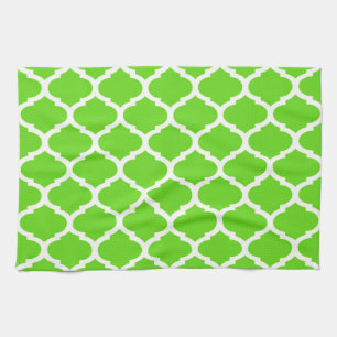 Linge De Cuisine Vert Citron Clair Motif Quatrefoil Marocain