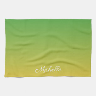 Linge De Cuisine Vert et jaune foncé personnalisé