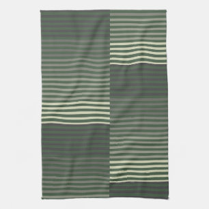 Linge De Cuisine Vert, Gris, Noir, Crème Rayures