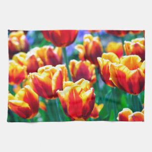 Linge De Cuisine Vert jaune orange lumineux de photo de tulipe