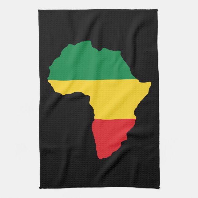 Linge De Cuisine Vert, or et drapeau rouge de l'Afrique (Vertical)