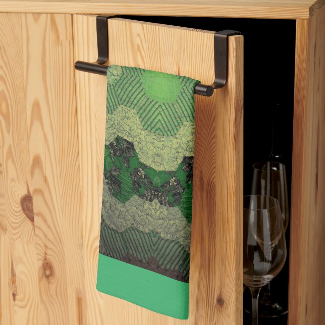 Linge De Cuisine Vert surface (Pliage en tiers)